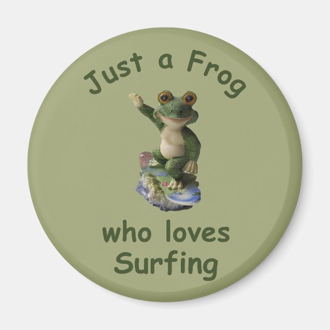 Funny surfing Kawai frog Magnet (Front)