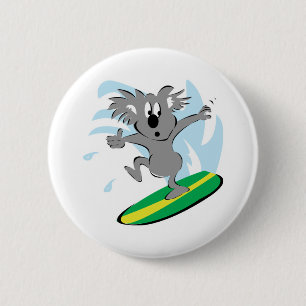 funny surfing koala bear 2 inch round button
