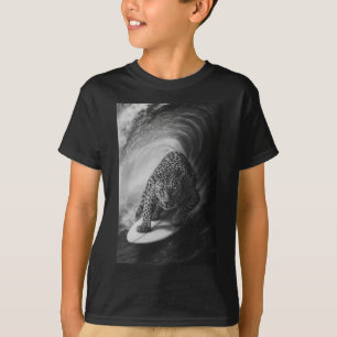 Funny Surfing Leopard Selfie On Surfboard Safari A T-Shirt