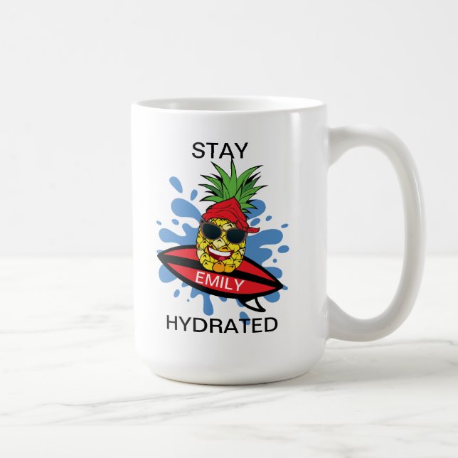 Funny Surfing Pineapple Coffee Mug (Right)