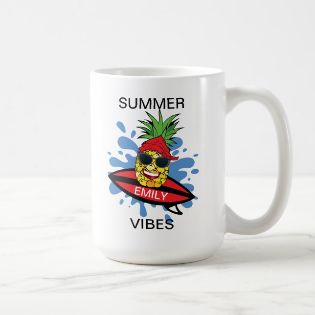 Funny Surfing Pineapple Coffee Mug (Right)