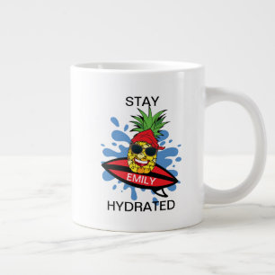 Funny Surfing Pineapple Large Coffee Mug