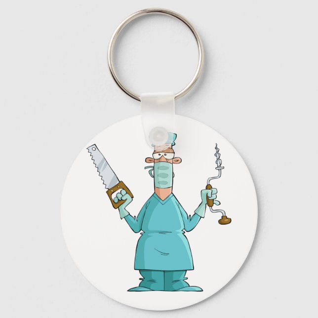 Funny Surgeon Cartoon Hilarious Medical Humour  Keychain (Front)