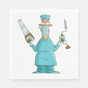 Funny Surgeon Cartoon Hilarious Medical Humour  Napkin