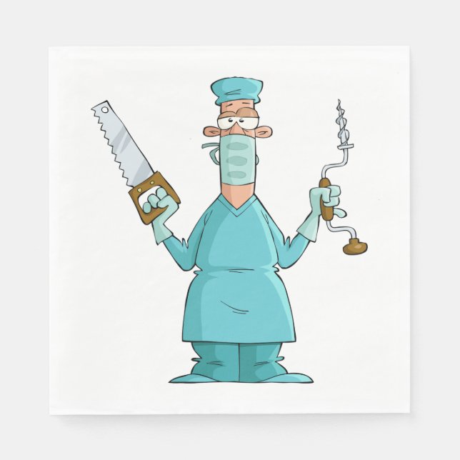 Funny Surgeon Cartoon Hilarious Medical Humour  Napkin (Front)