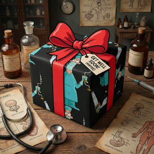 Funny Surgeon Cartoon Hilarious Medical Humour  Wrapping Paper