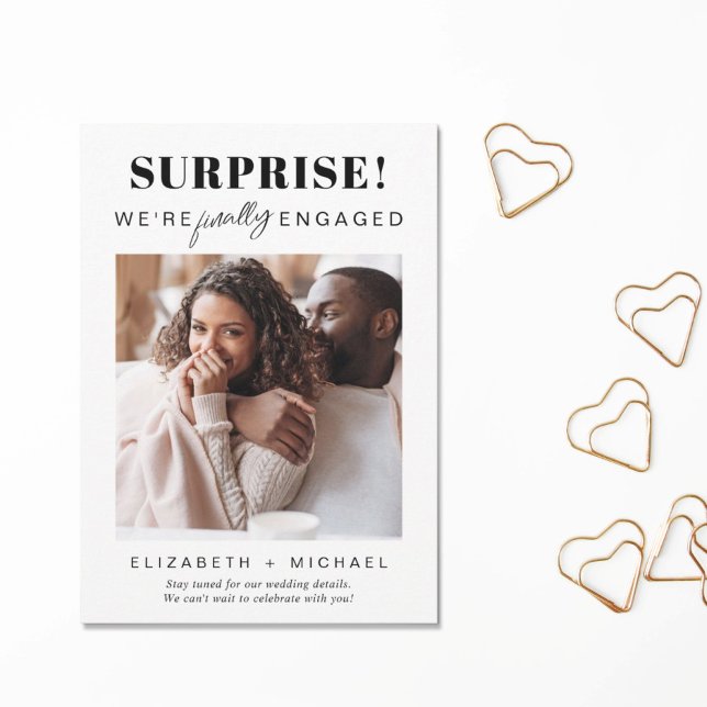 Funny Surprise Finally Engaged Photo Engagement Announcement (Creator Uploaded)