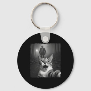 Funny Surprised Cat Selfie Shocked By Trump Meme  Keychain