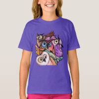 Funny Surprised Colourful Owls Painting Cartoon