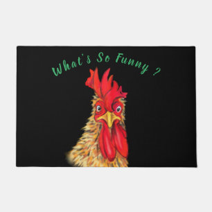 Funny Surprised Curious Rooster - Custom Text Doormat