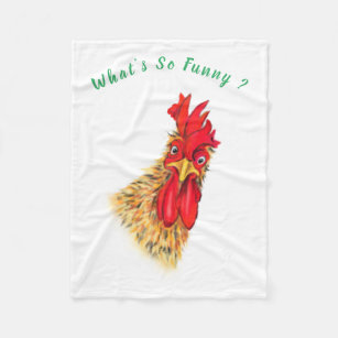 Funny Surprised Curious Rooster - Custom Text Fleece Blanket