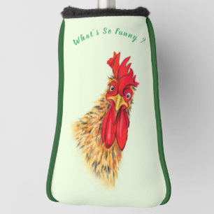 Funny Surprised Curious Rooster Golf Head Cover