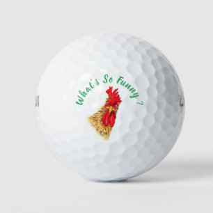 Funny Surprised Curious Rooster - What's So Funny  Golf Balls