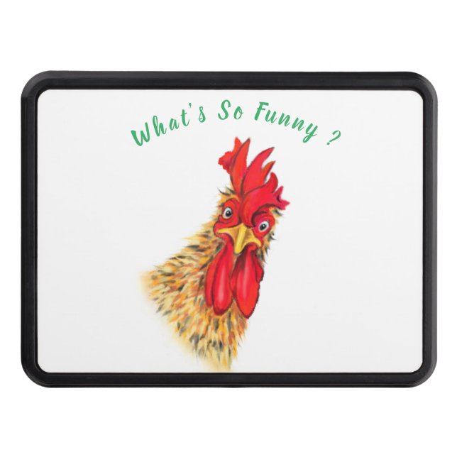 Funny Surprised Curious Rooster - What's So Funny  Trailer Hitch Cover (Front)