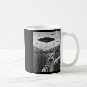 Funny Surprised Ed Cat Selfie With Alien Ufo Cat U Coffee Mug