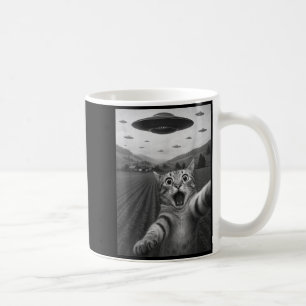 Funny Surprised Ed Cat Selfie With Alien Ufo Cat U Coffee Mug