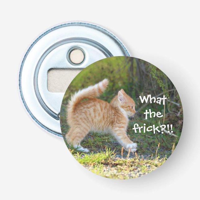 Funny Surprised Ginger Kitten. What the frick? Bottle Opener (Front)