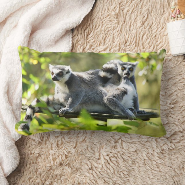 Funny Surprised Lemurs of Madagascar Lumbar Pillow (Blanket)