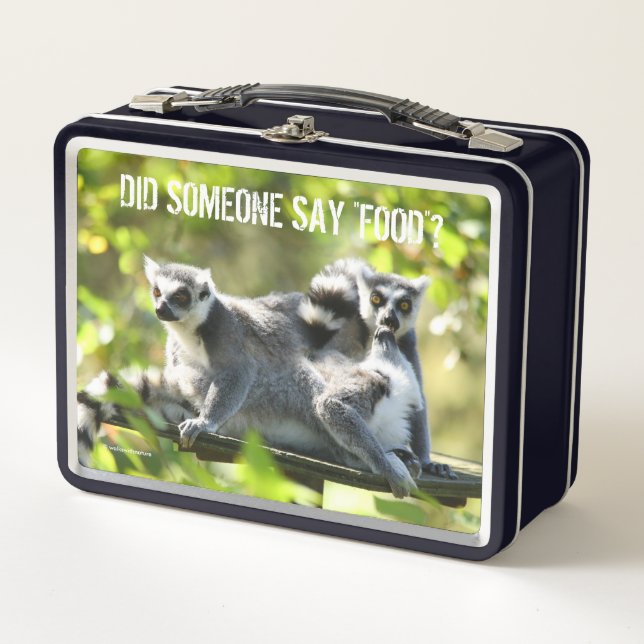 Funny Surprised Lemurs of Madagascar Metal Lunch Box (Front)