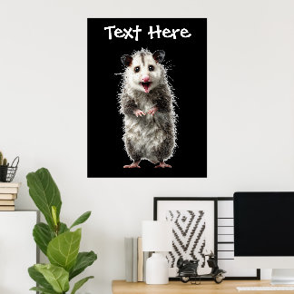Funny Surprised Shocked Opossum Poster