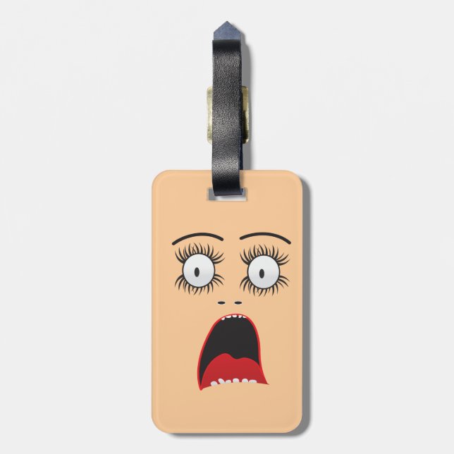 Funny Surprized lady face Luggage Tag (Back Vertical)