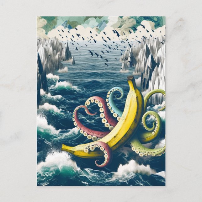 Funny Surreal Banana Octopus Postcard (Front)