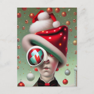 Funny Surreal Santa Hat Caractère carte postale