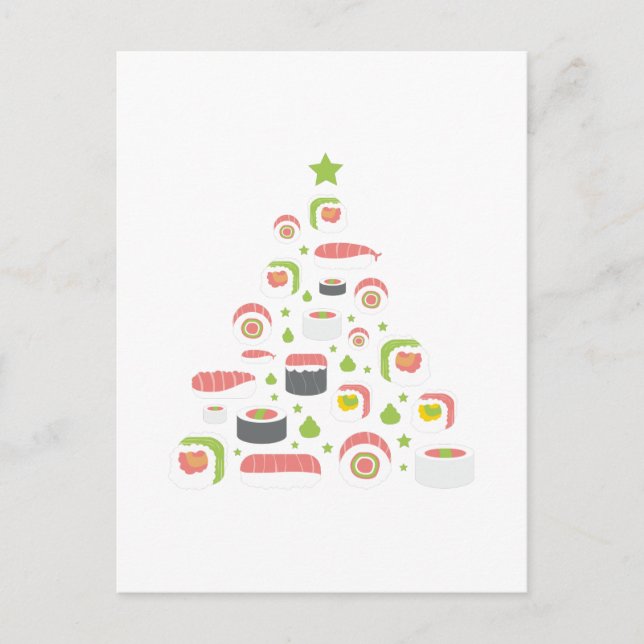 Funny Sushi Lovers Christmas Tree Add Text Postcard (Front)