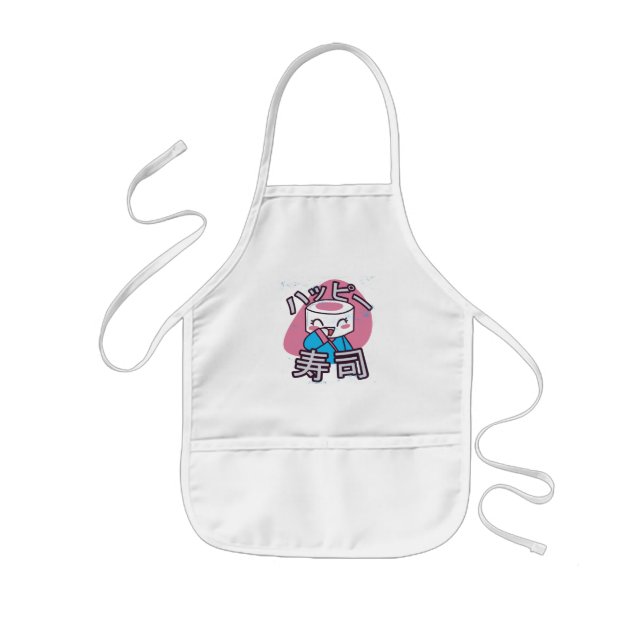Funny Sushi Master Cartoon Design Kids Apron (Front)
