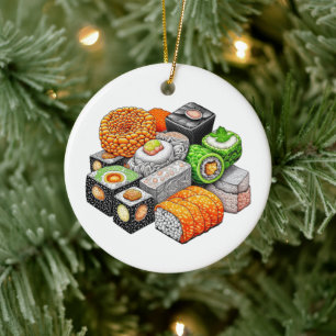 Funny Sushi Pun Christmas Ceramic Ornament