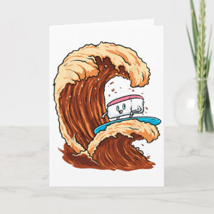 Funny Sushi Surfer Riding Soy Sauce Wave Art Card