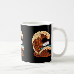 Funny Sushi Surfer Riding Soy Sauce Wave Art Coffee Mug