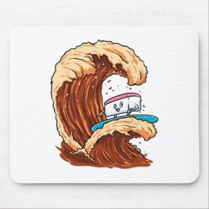 Funny Sushi Surfer Riding Soy Sauce Wave Art  Mouse Pad
