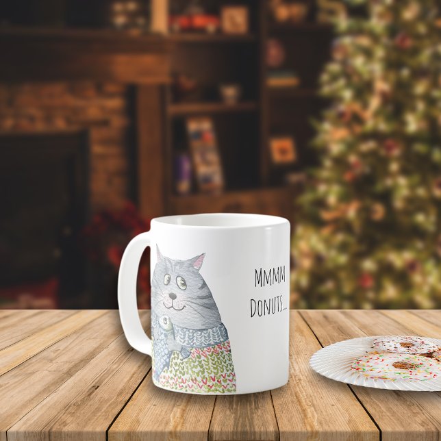Funny Sweater Cats Eyeing Doughnuts Coffee Mug (Creator Uploaded)