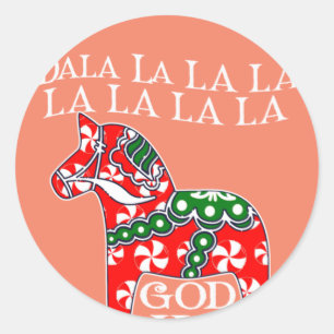Funny Swedish Christmas God Jul Dala Horse Dalahos Classic Round Sticker