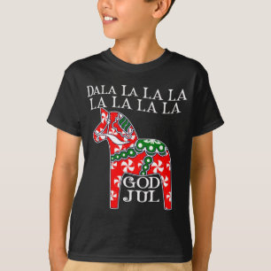 Funny Swedish Christmas God Jul Dala Horse Dalahos T-Shirt