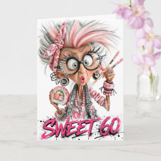 Funny Sweet 60 Old Lady Birthday Greeting Card