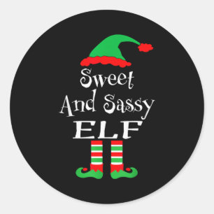 Funny Sweet And Sy Elf Shirt Xmas Family Matching  Classic Round Sticker