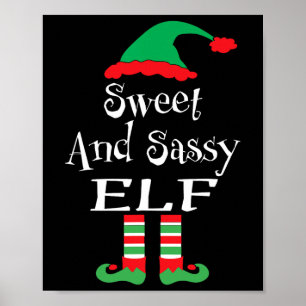 Funny Sweet And Sy Elf Xmas Family Matching Youth Poster