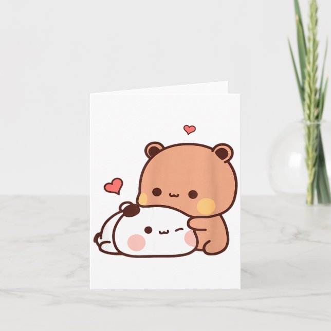 Funny Sweet Kawaii Kp Bear Panda Hugging Couple Lo Card (Front)