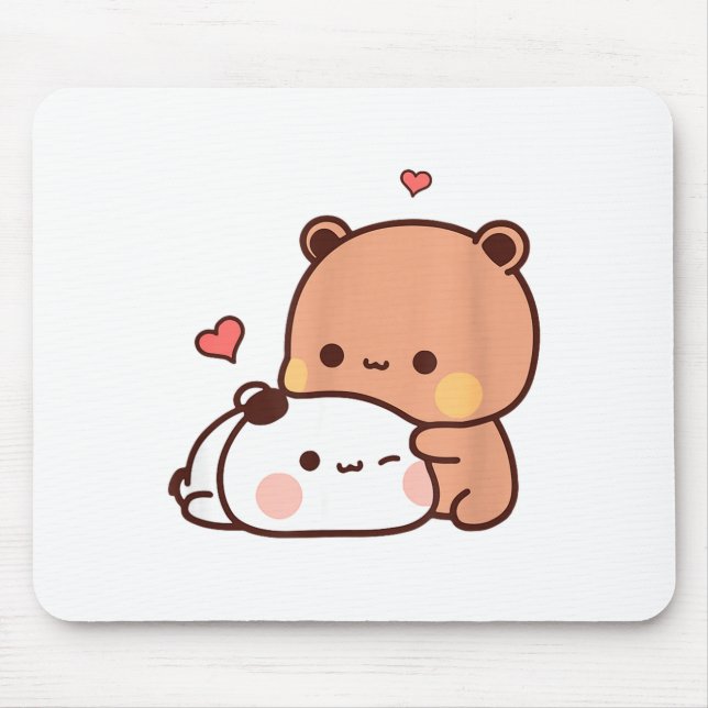 Funny Sweet Kawaii Kp Bear Panda Hugging Couple Lo Mouse Pad (Front)