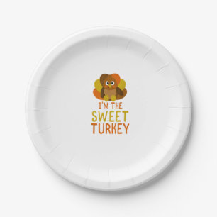 Funny Sweet Turkey Family Matching Thanksgiving  Paper Plate