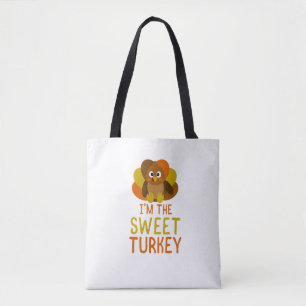 Funny Sweet Turkey Family Matching Thanksgiving Tote Bag