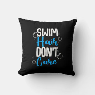 Funny Swim Hair Dont Care Gift Cute Swimming Men Throw Pillow