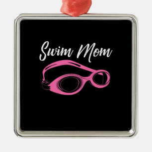 Funny Swim Mom Gift Cute Swimmer Girls Metal Ornament