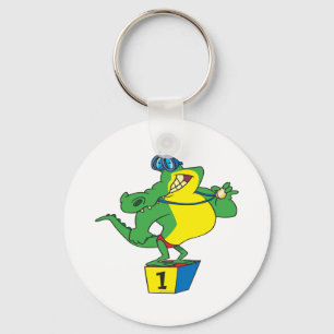 funny swimmer champ alligator crocodile keychain