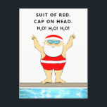 Funny Swimmer Christmas Holiday Postcard<br><div class="desc">Swimming Christmas cards featuring Santa at the gym pool. To personalize add your name.</div>