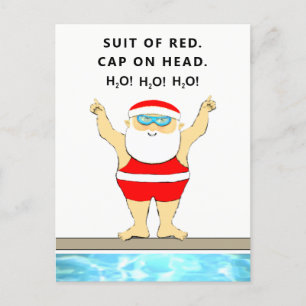 Funny Swimmer Christmas Holiday Postcard