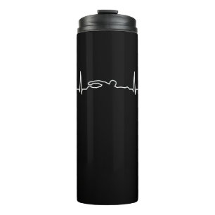 Funny Swimmer Heartbeat Apparel, Swimming Fan Mens Thermal Tumbler