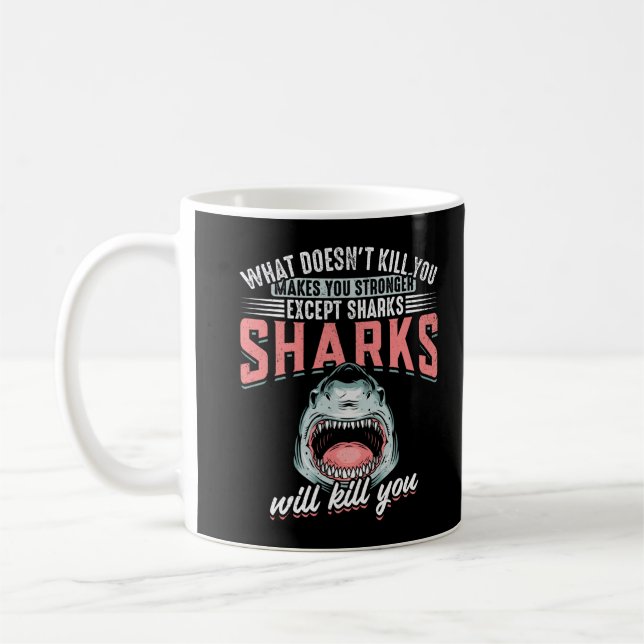 Funny Swimmer Humour Shark Joke Coffee Mug (Left)